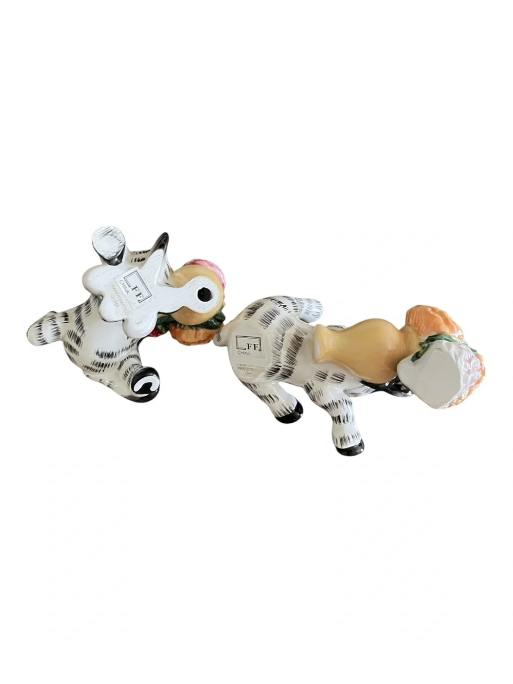Vintage Set of Fitz and Floyd Tumbling Zebra Figurines Cottagecore Safari Themed